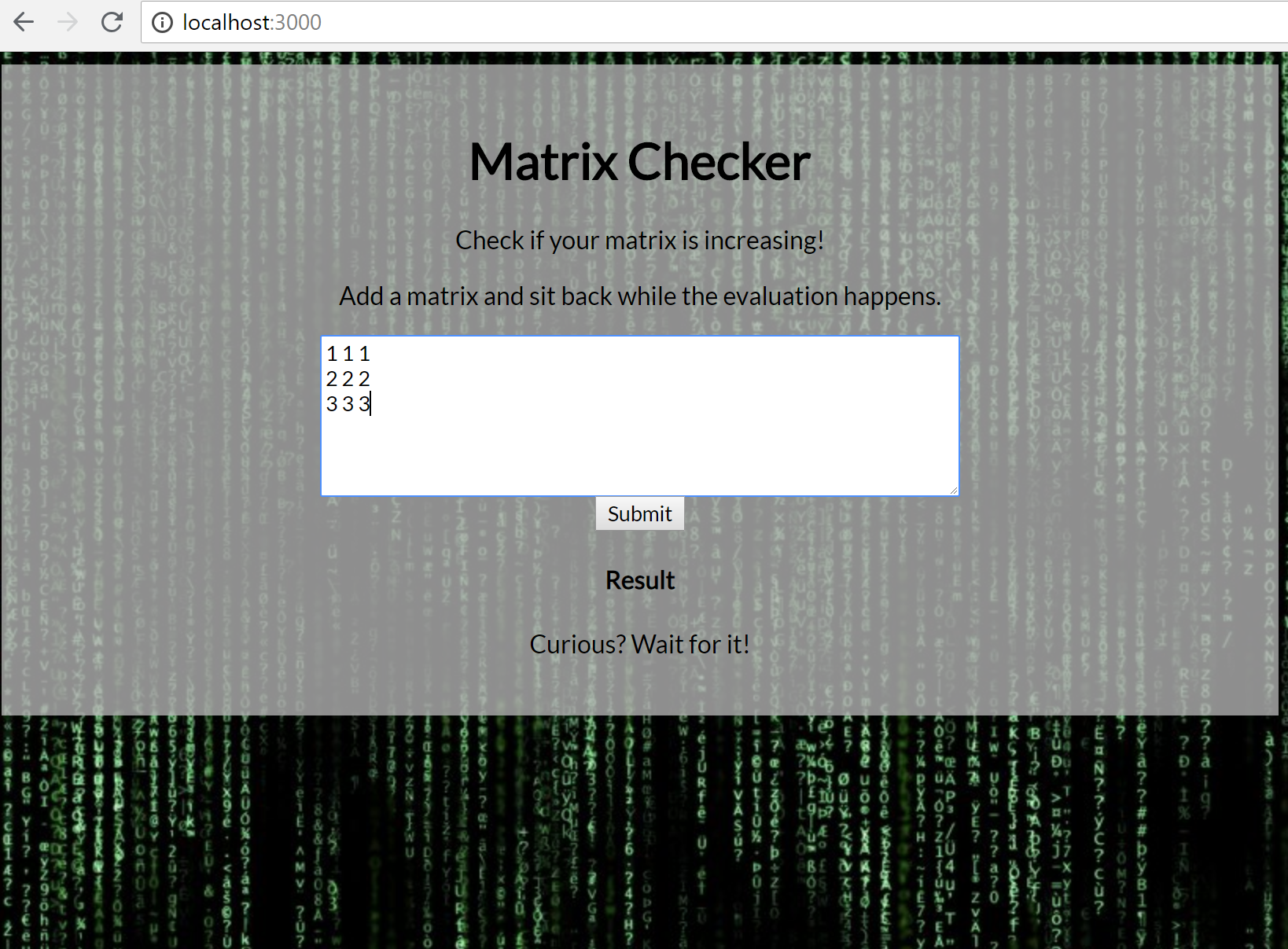 Green Fox Matrix Project Page screenshot